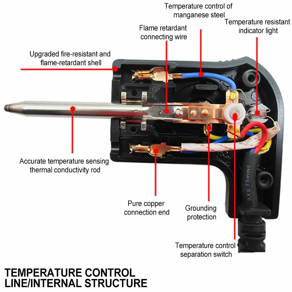 Olla de calefacción eléctrica con termostato ajustable y sonda