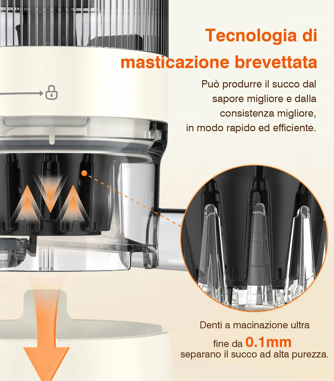 Zasmira Exprimidor Lento con Canal de Alimentación 120 mm, 99.6% Pureza del Jugo, Licuadora de Zumos y Batidos