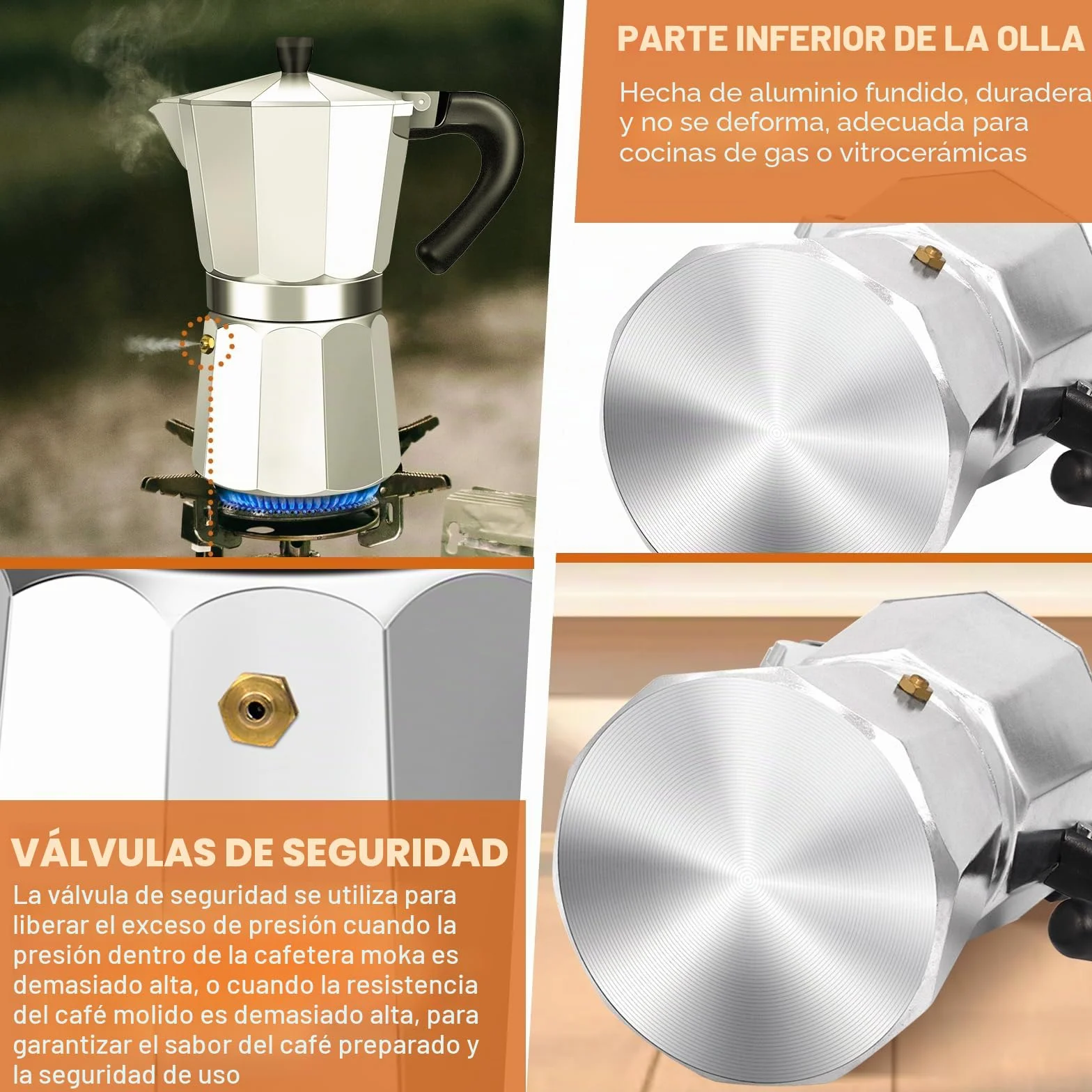 Cafetera Expresso Moka Pot Express de 14 Taza de Aluminio Percoladora Cafetera Moka Clásica Italiana Para Preparar Café Italiano y Cubano Para Casa y Camping 700ml 23oz