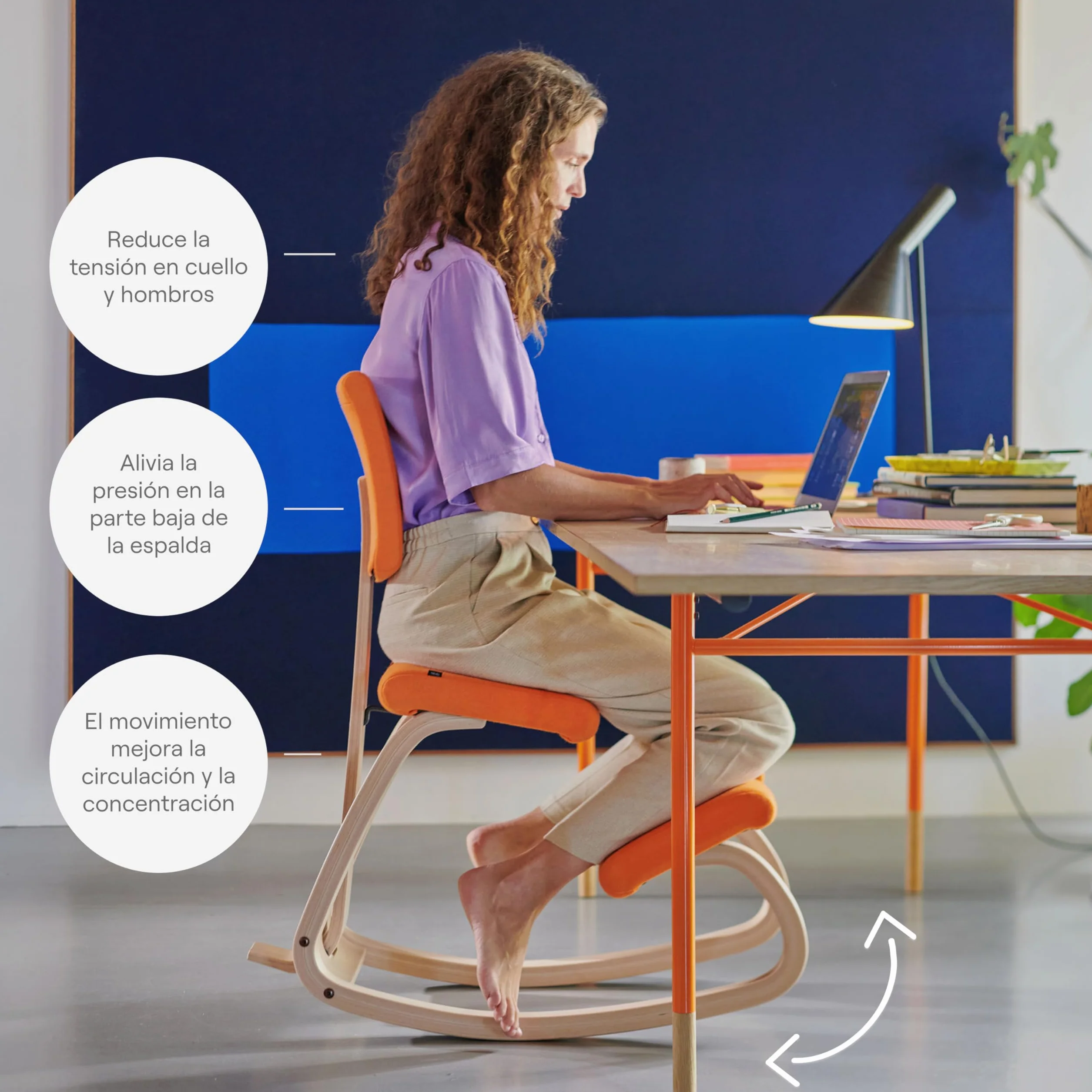 Varier Variable Plus Silla Ergonómica de Rodillas con Respaldo Natural/Negro – Silla de Oficina con Diseño Escandinavo, Postura Activa y Comodidad – Garantía de 10 Años