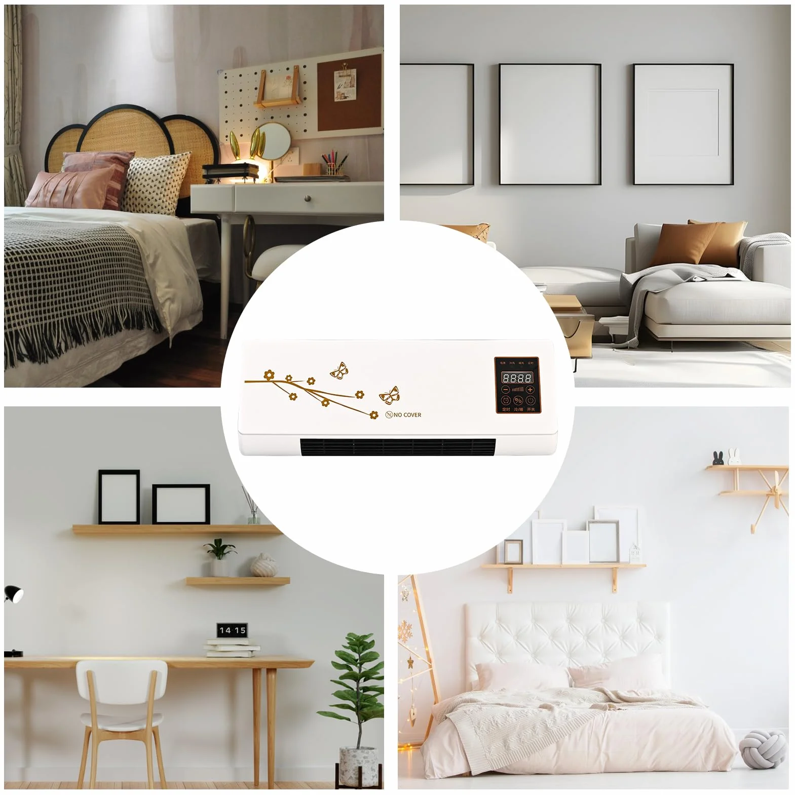 Aire Acondicionado de Pared - Aire Acondicionado Portátil,Con Función Frío y Calor, Silencioso y Temporizador 24H para Cocina, Coche, Hogar, Apartamento,