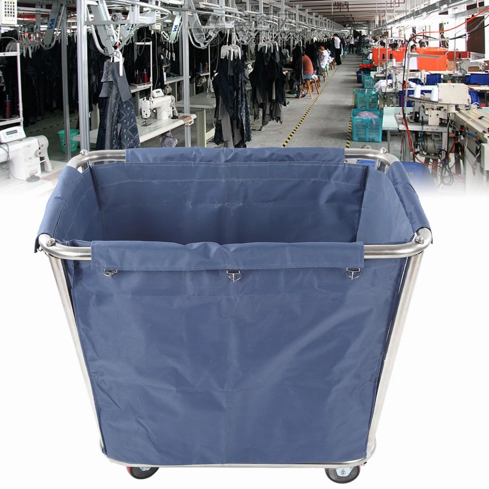 Carrito de Lavandería, Cesta de Lavandería Comercial con Ruedas, Cesta de Lavandería, Clasificador de Ropa con Marco de Acero para el Hogar, Hotel, Lavandería, 350 L