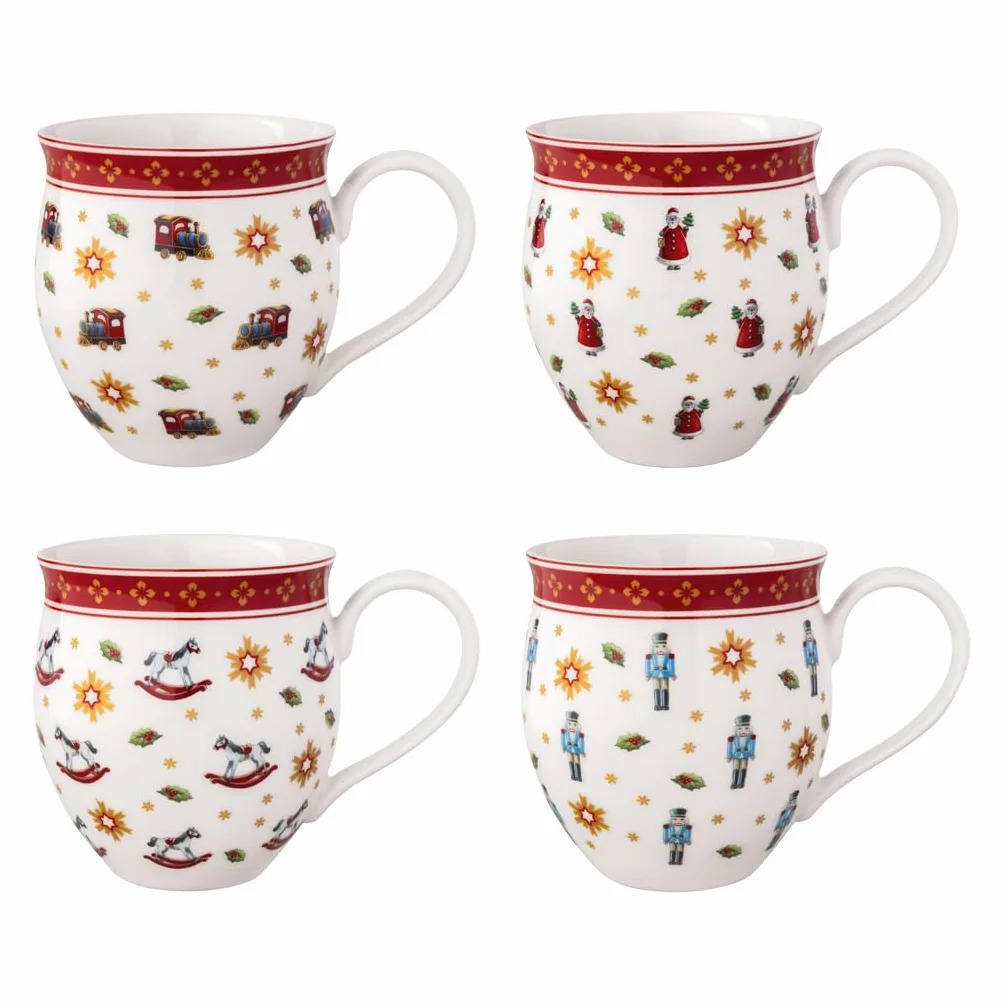 Villeroy & Boch - Toy's Delight set de Tazas Aniversario 4 Piezas colorido, juego de tazas para 4 personas, decoración de Navidad, Vajilla navideña, porcelana premium