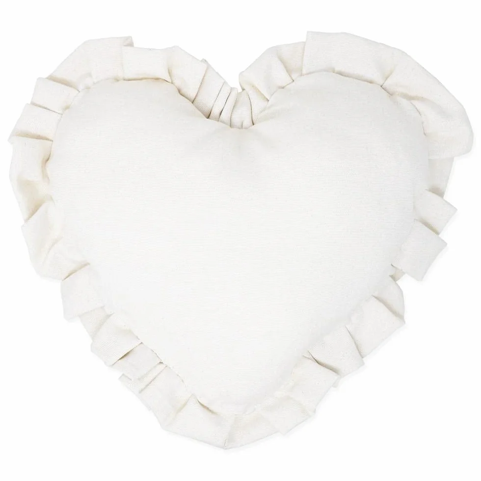Declea Home Decor Cojín de corazón con volante de terciopelo color crema decoración sofá cama – Funda de cojín decorativa Home Decor hecho a mano diseño