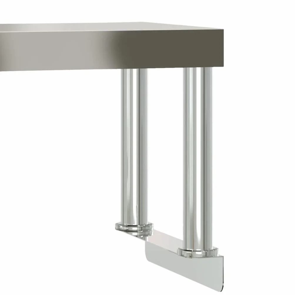 Mesa de trabajo de cocina con estante superior de acero inoxidable, 110 x 55 x 120 cm, con 4 ruedas, estante inferior, ideal para suministros de gastronomía, gastronomía, restaurante, catering