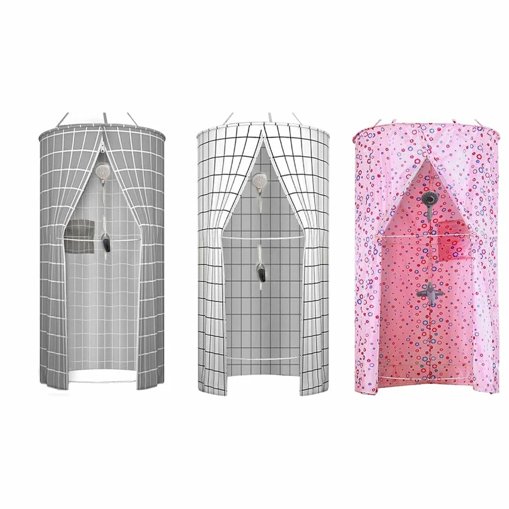 Cortina de Ducha Plegable y almacena en Segundos para el hogar, baño, Cortinas de Ducha de poliéster para baño, Ducha, Blanco