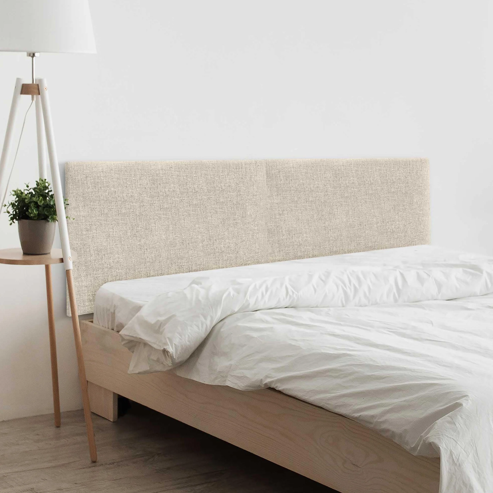 DHOME Cabecero de Lino Natural Liso Cabezal Tapizado Cama Dormitorio Moderno Top Trending (Lino Natural, 180cm Dual (Camas 180/190))