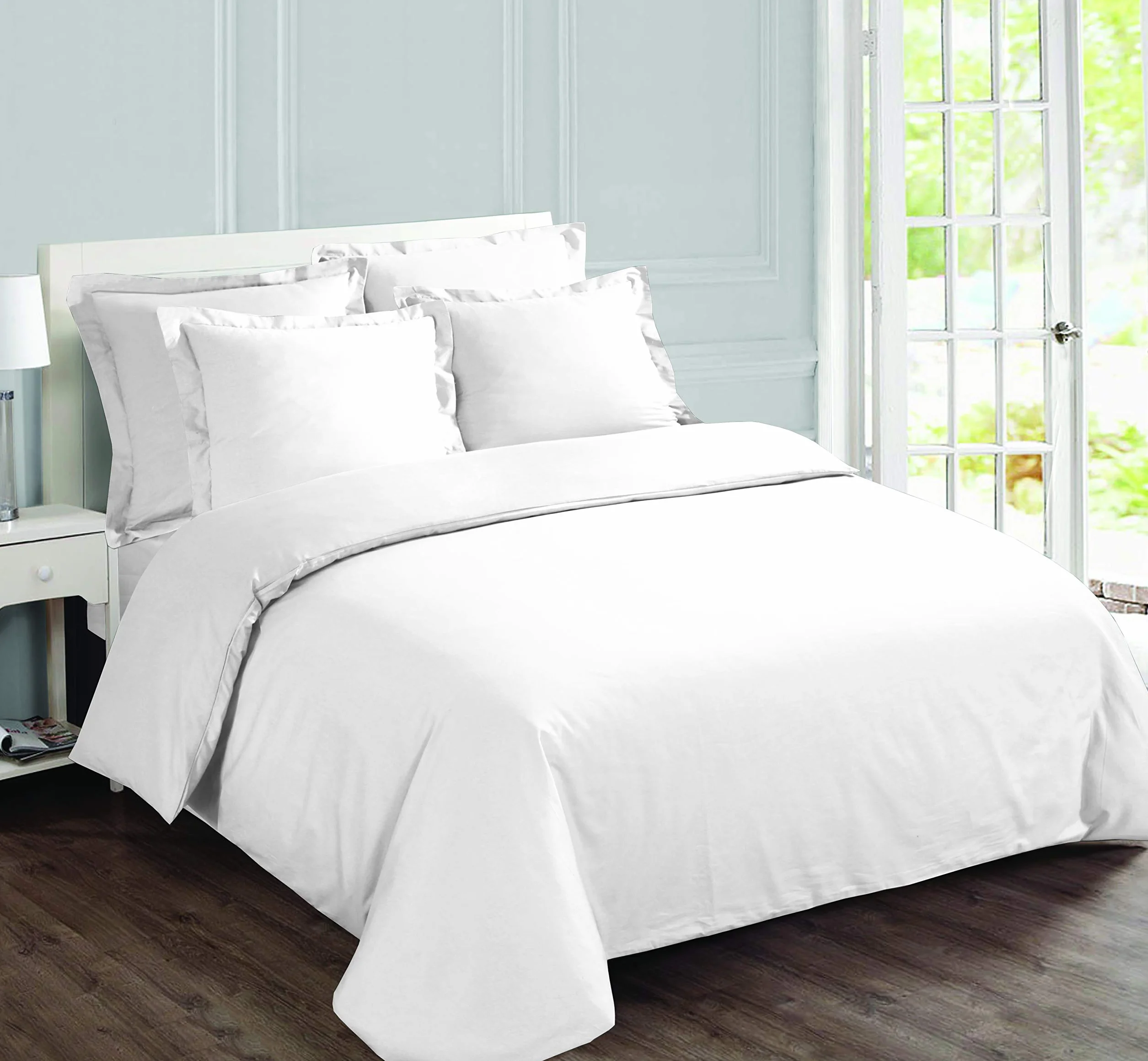 Vision Juego de Cama Reversible 100% Algodón – Blanco – Cama Kingsize (260x240 cm) – Incluye Funda Nórdica y 2 Fundas de Almohada (65x65 cm) – 57 Hilos, Suave y Confortable, Oeko-Tex