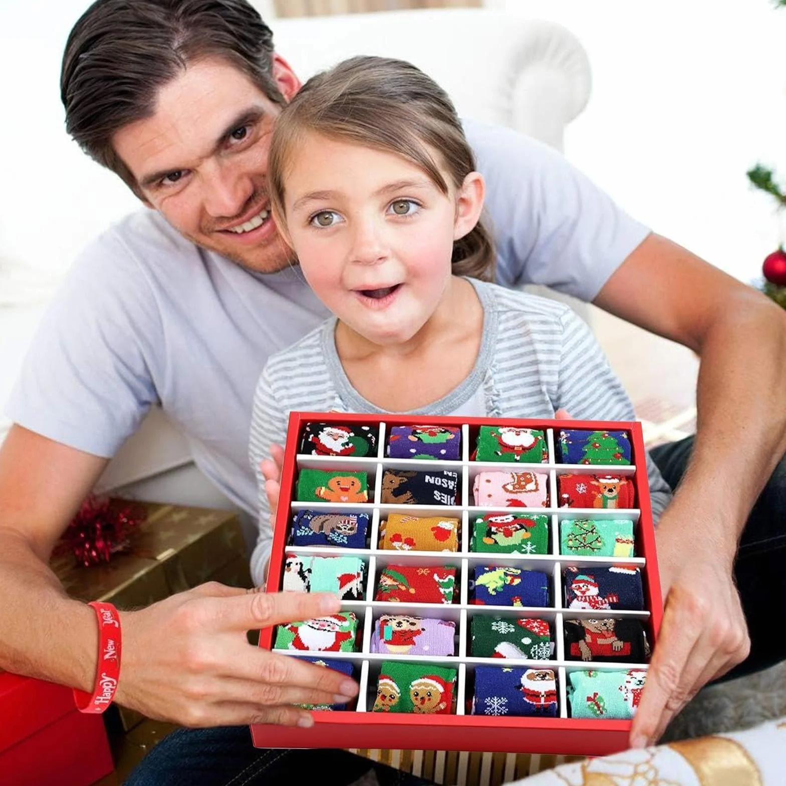 Calendario De Cuenta Atrás De Navidad 24 Pares Calcetines Festivos | Calcetines Navideños Para Mujer Para Adolescentes Niños Niñas Vacaciones Festivales