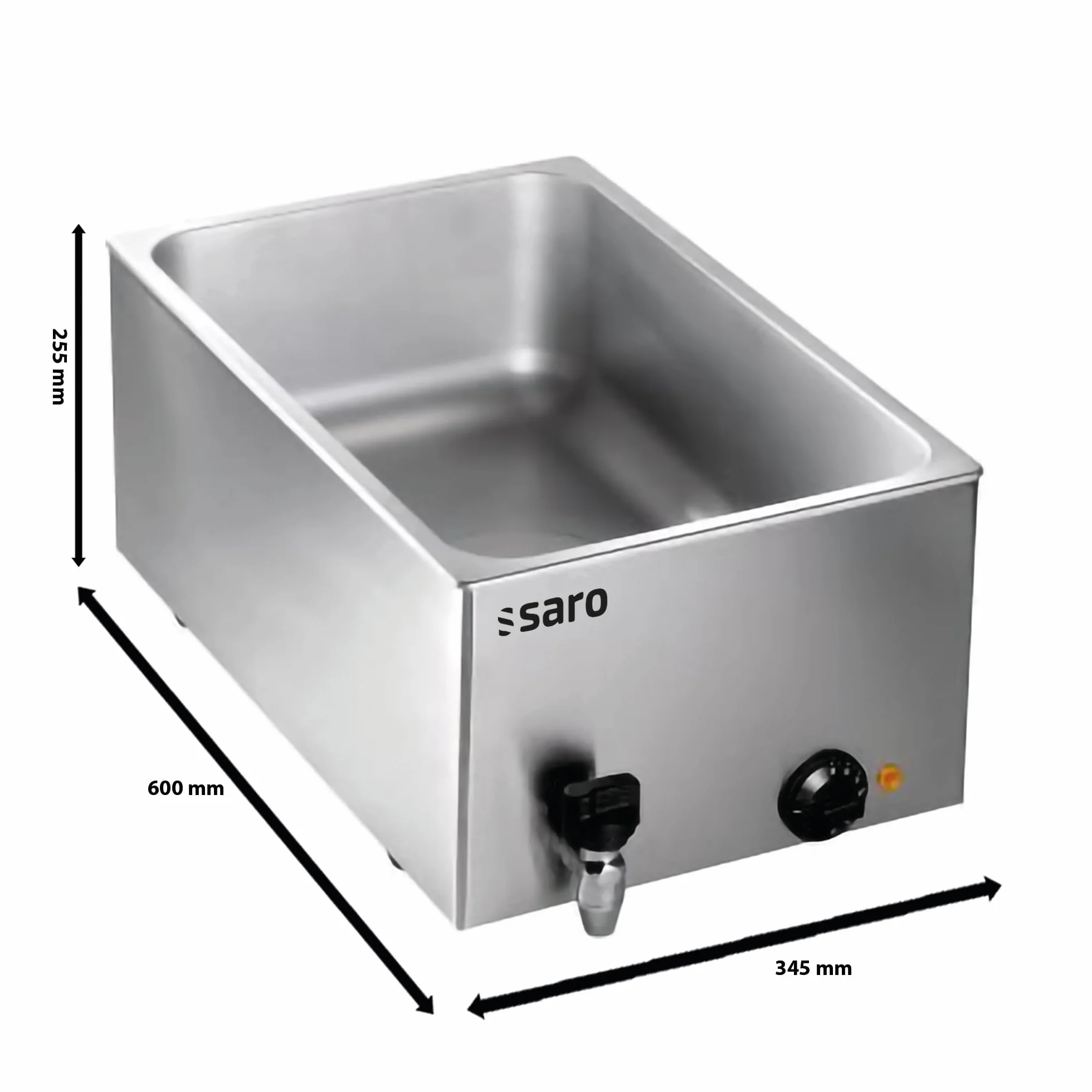 SARO BMH 160 Baño maría para recipiente GN acero inoxidable grifo de drenaje ajuste temperatura 100 °C