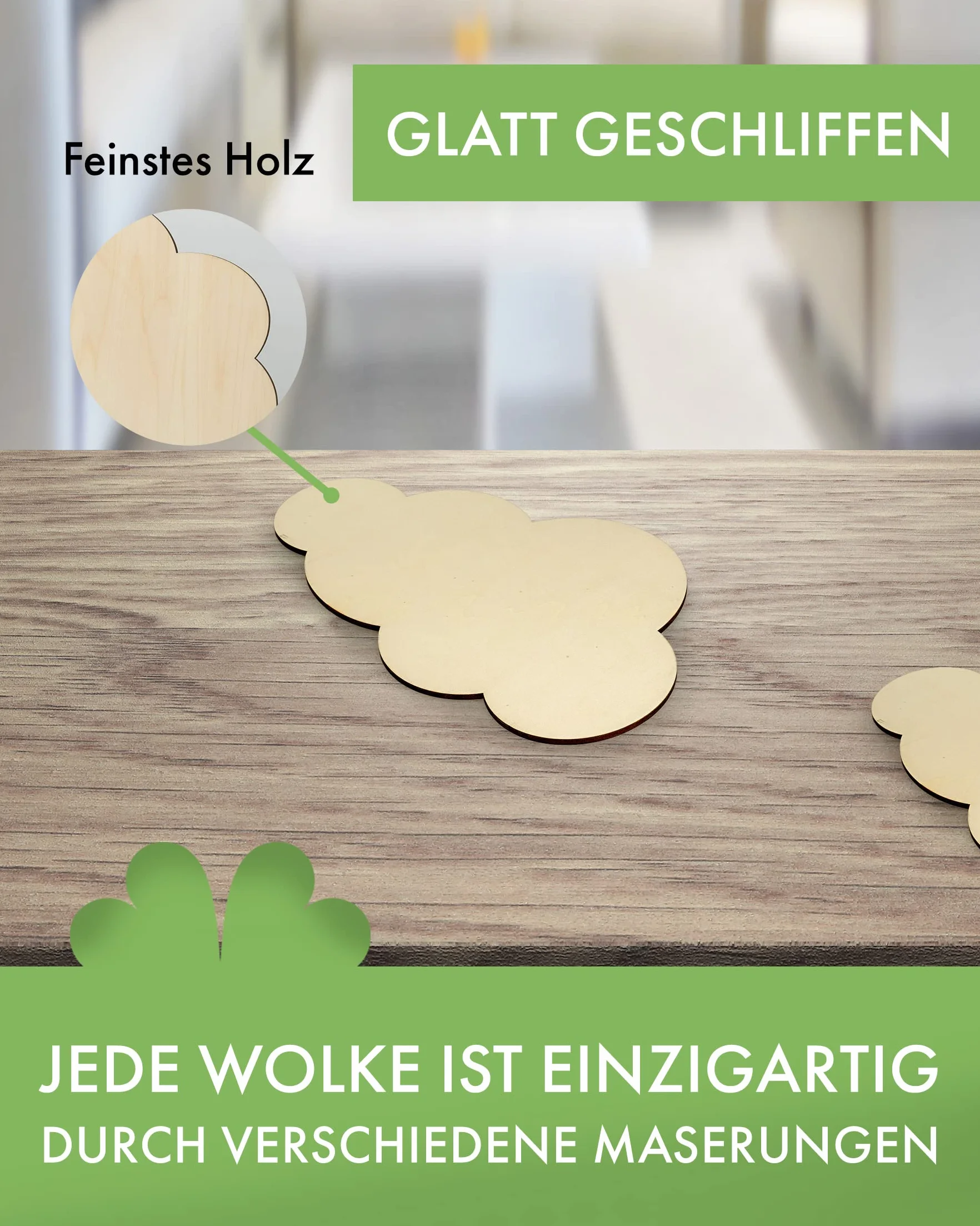 Nubes de Madera Decoración de Pared Forma de Nube para Habitación Infantil 10 cm