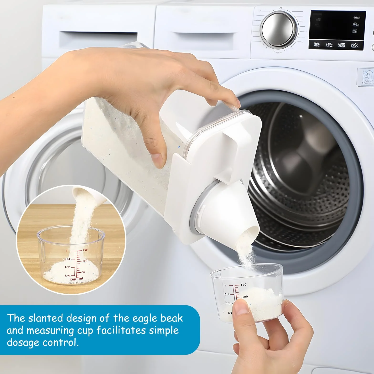 Dosificador Detergente Lavadora 1800 ml Recipientes para Detergente en Polvo con Vaso Medidor, Dispensador de Detergentes