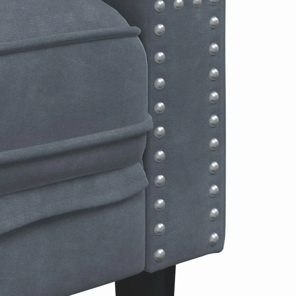 vidaXL Sofá Chesterfield 3 plazas con Cojines Terciopelo Gris Oscuro