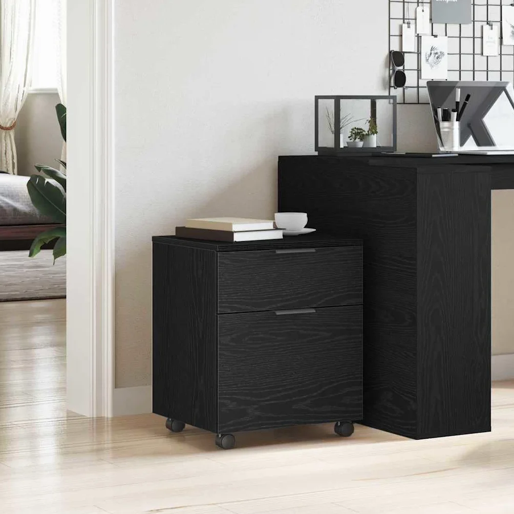 Genérico Gabinete para Archivos con cajón Roble Negro 45 x 38 x 54 cm,Mobiliario,Armarios y almacenamiento-862771