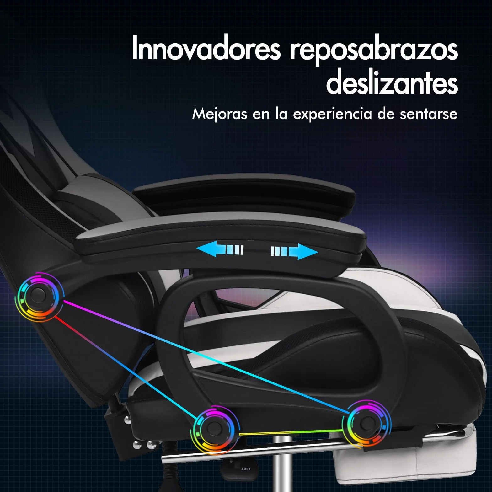 ALFORDSON Silla Gaming con Masaje y LED, Silla Gamer Ergonómica con Cojín Lumbar y Cervical, Reposapiés Telescópico, Iluminación para Ordenador, Videojuego, Juegos, Oficina, Cuero PU(Blanca)
