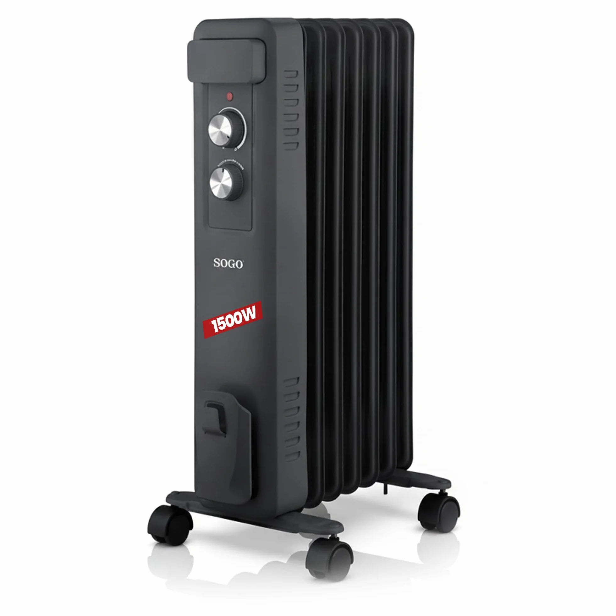 Sogo RADIADOR para hogar Estufa de Aceite de alta eficacia 7 ELEMENTOS – 1500W Negro, con ruedas (SS-18455)