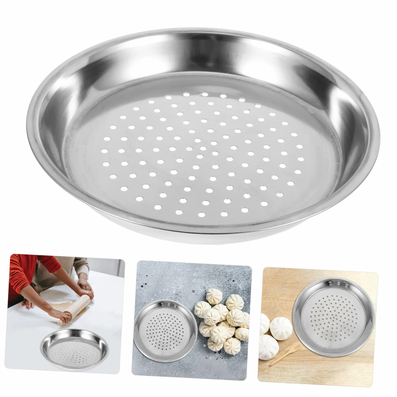 Alipis Bandeja Para Vapor De Acero Inoxidable 30 Cm Cesta De Vapor Para Wok