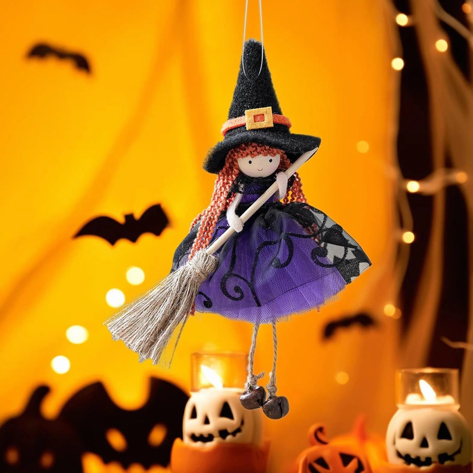 Muñeca de Bruja de Cocina Hecho a Mano Colgante Halloween Figura Coleccionable para Fiestas Decoración Exterior