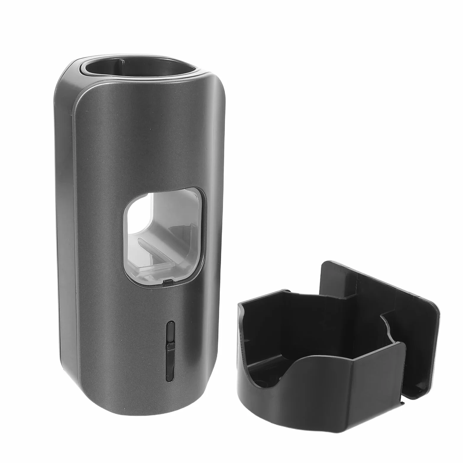 SHINEOFI Dispensador de Pasta de Dientes Automático con Soporte para Cepillos de Dientes de Plástico Negro sin Taladro de Espacio y Ajuste de 3 Niveles para Baños