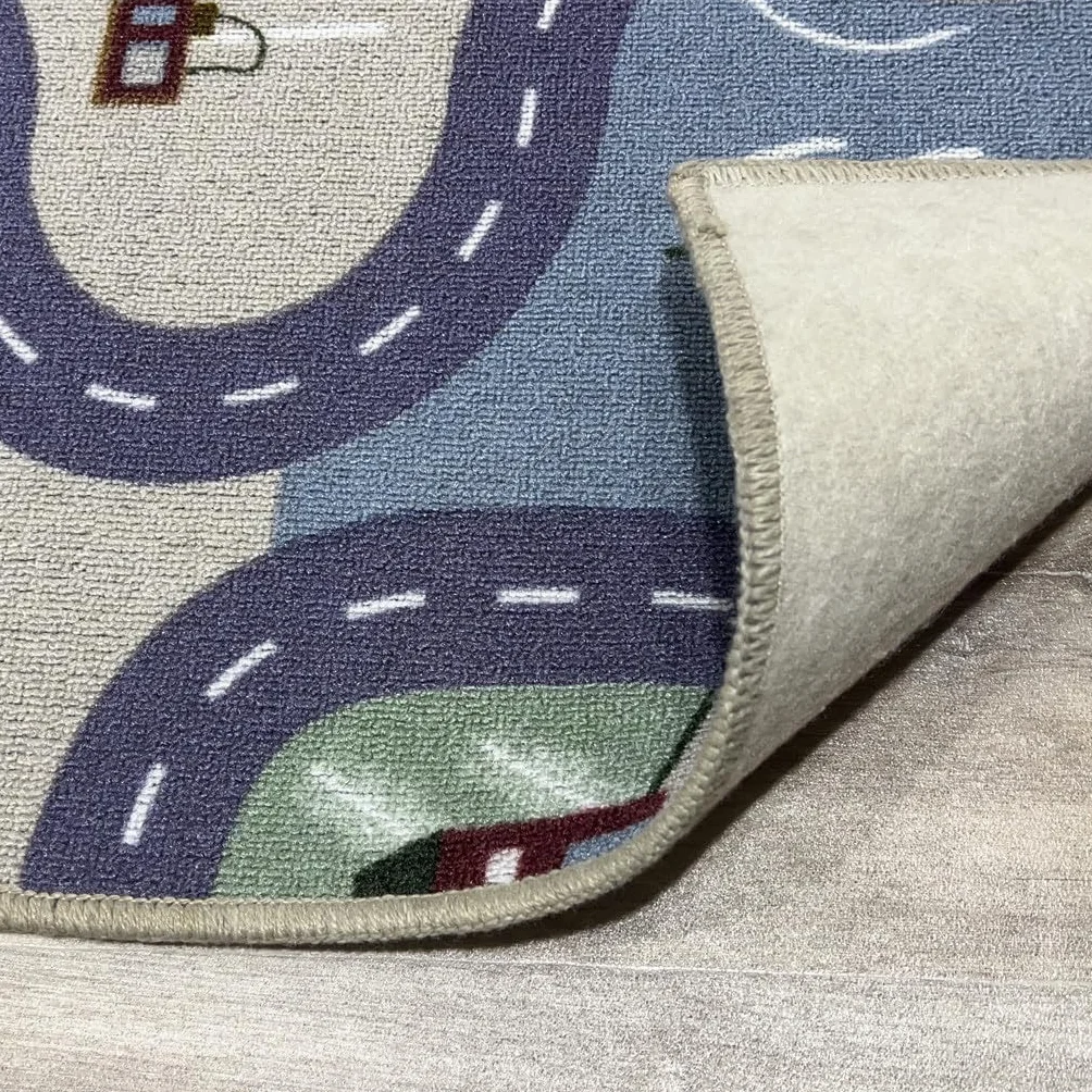 Alfombra Infantil Poble – diseño de Pueblo en Nylon Resistente– Ideal para Jugar con Coches– Segura, Lavable y Llena de Aventuras (200 x 200 cm)