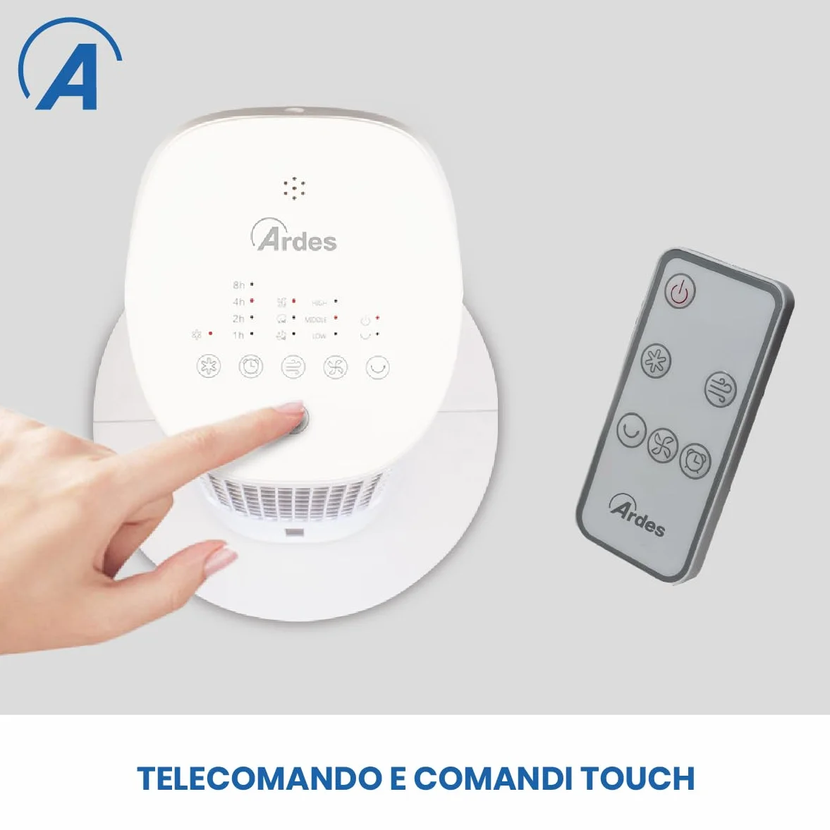 Ardes EOLO TOWER Climatizador Evaporativo 60W con Oscilación Automática, 3 Velocidades, Temporizador 12 h, mando, Pantalla Digital, Controles Táctiles, Depósito 3 L y Difusor de Aroma