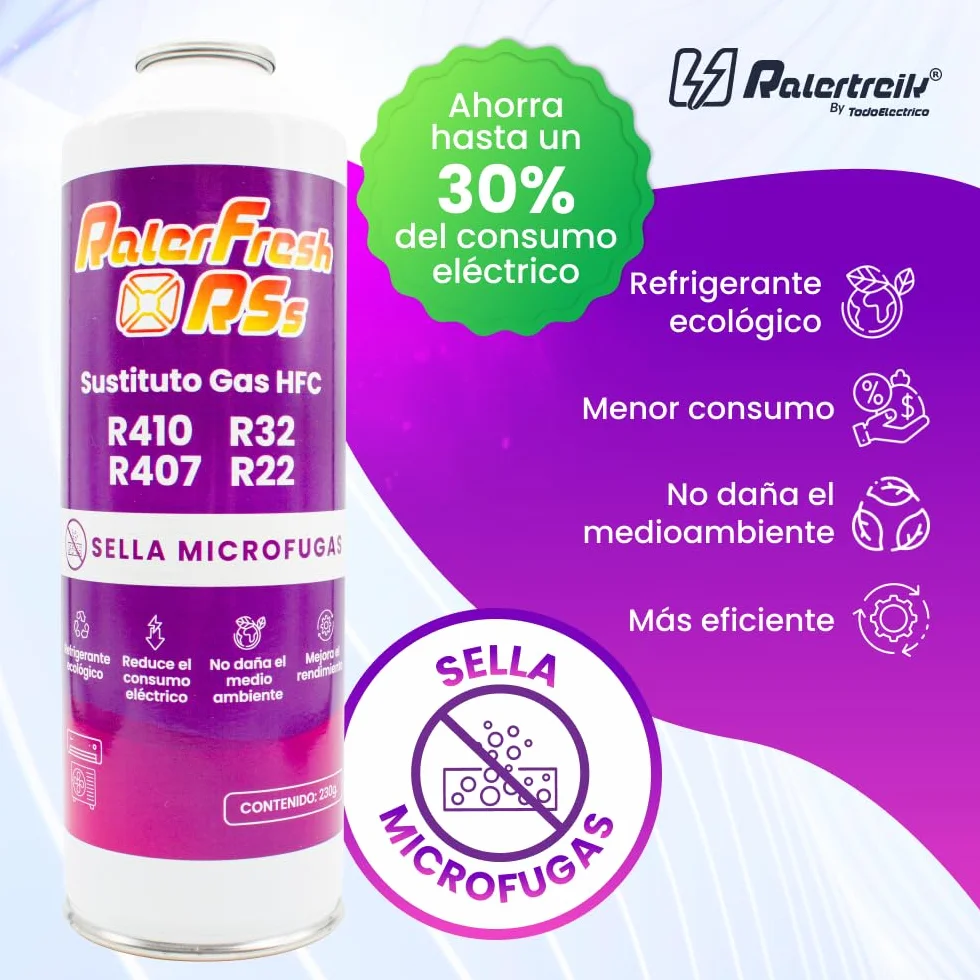 Ralerfresh RS Gas Refrigerante Sustituto R410 R32 R407 R22 Recarga Ecologica Aire Acondicionado Split