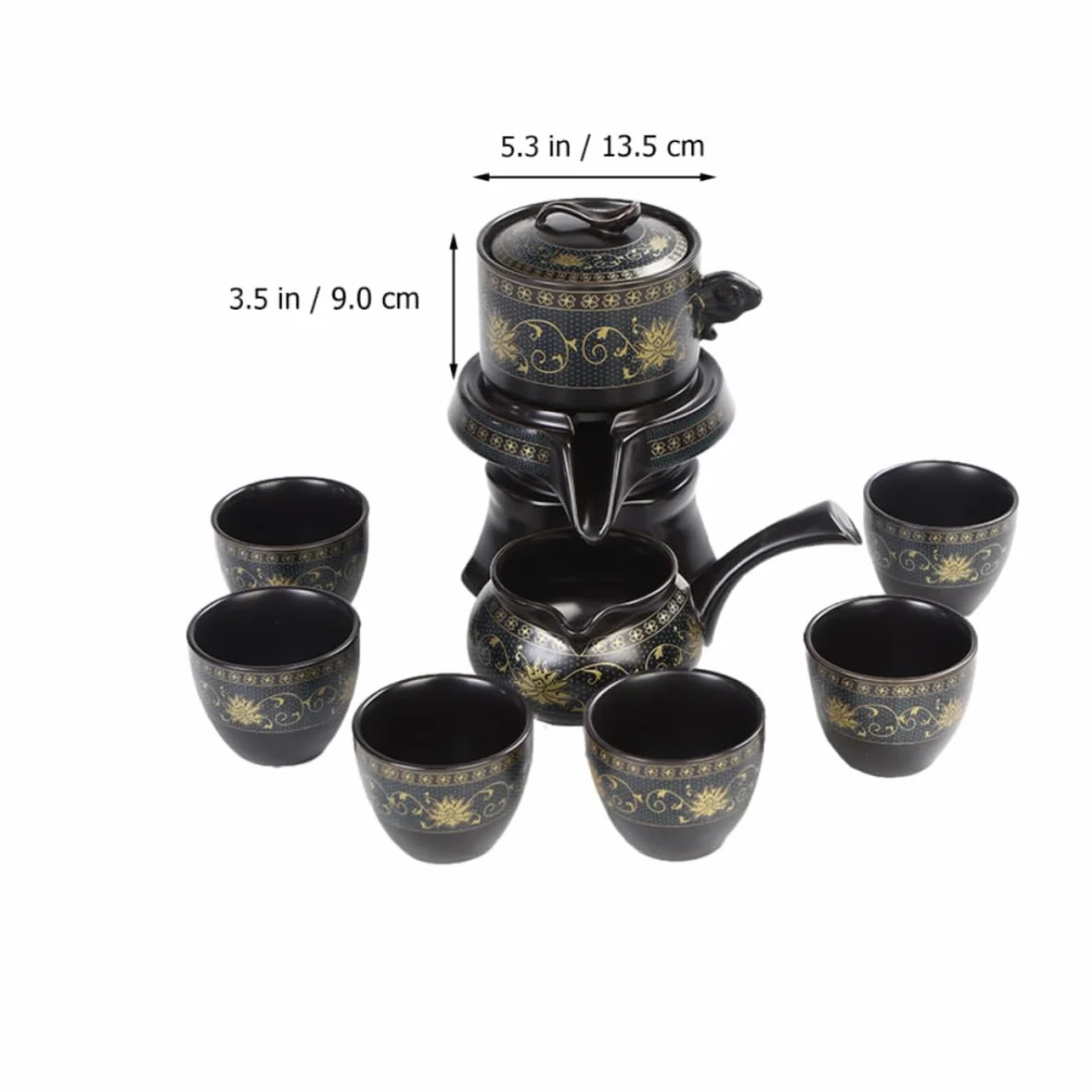 POPETPOP Juego de Tetera de Cerámica Clásica Taza para Oficina y Hogar, Diseño Semi-automático y Uso Múltiple, Set de Porcelana Elegante para Aficionados al Té
