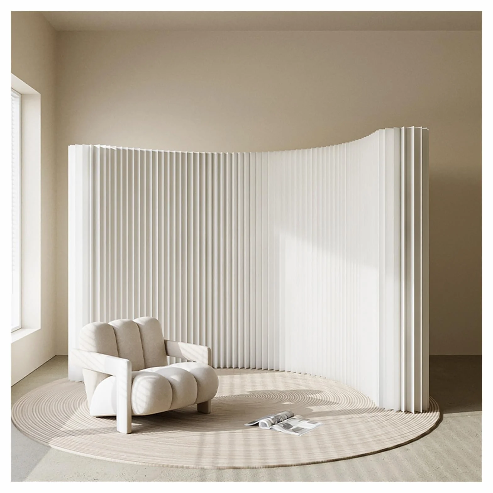 Biombo Papel Plegable Separador de Ambientes Retráctil Independiente para Hogar, Oficina, Tienda Ropa, Pared Divisoria Temporal(L3xW0.28xH1.6M)