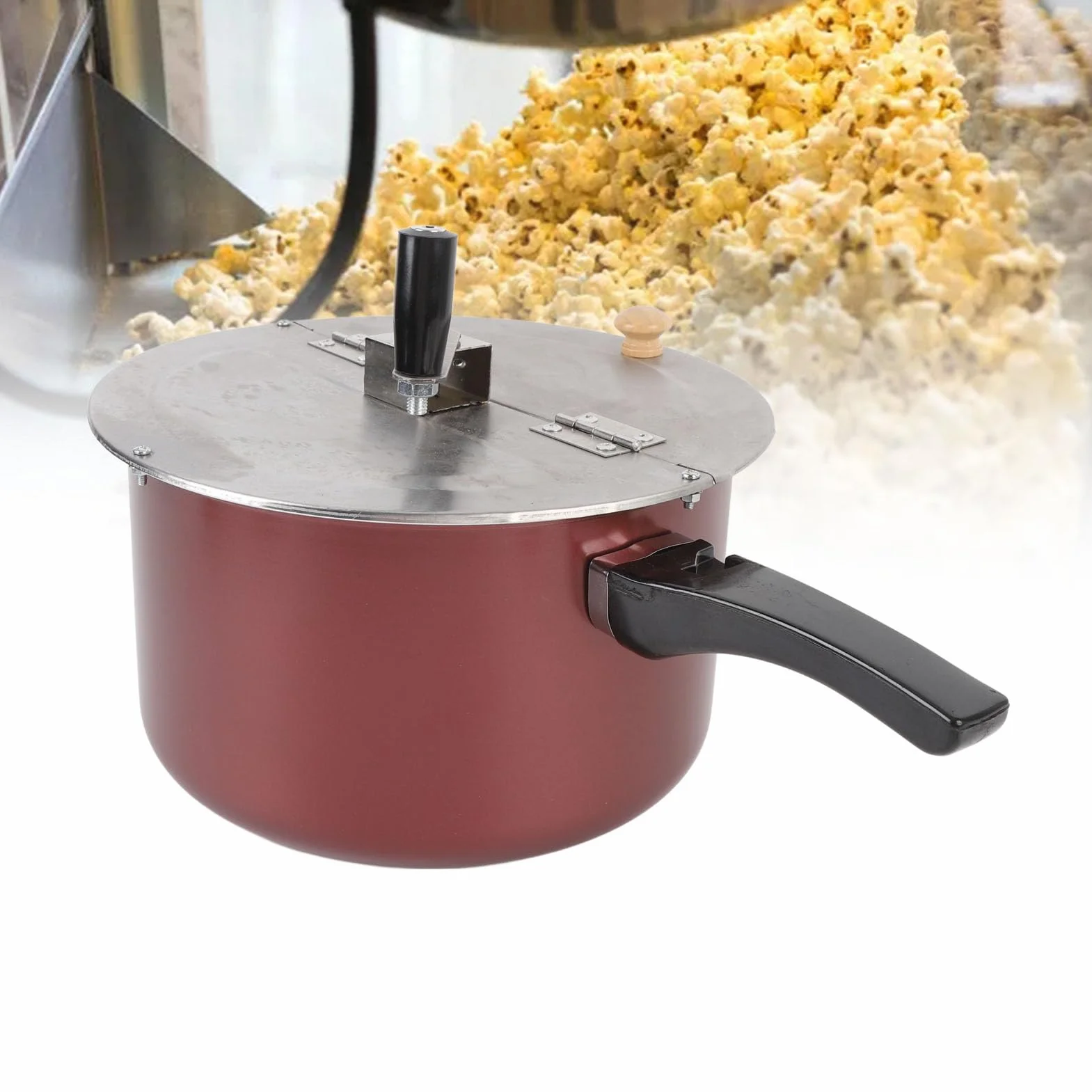 Rengue Máquina para Hacer Palomitas de Maíz de Acero Inoxidable, Máquina para Hacer Palomitas de Maíz Manual para de Caseras para Cine, con de Madera Compuesta para Estufa de Gas y