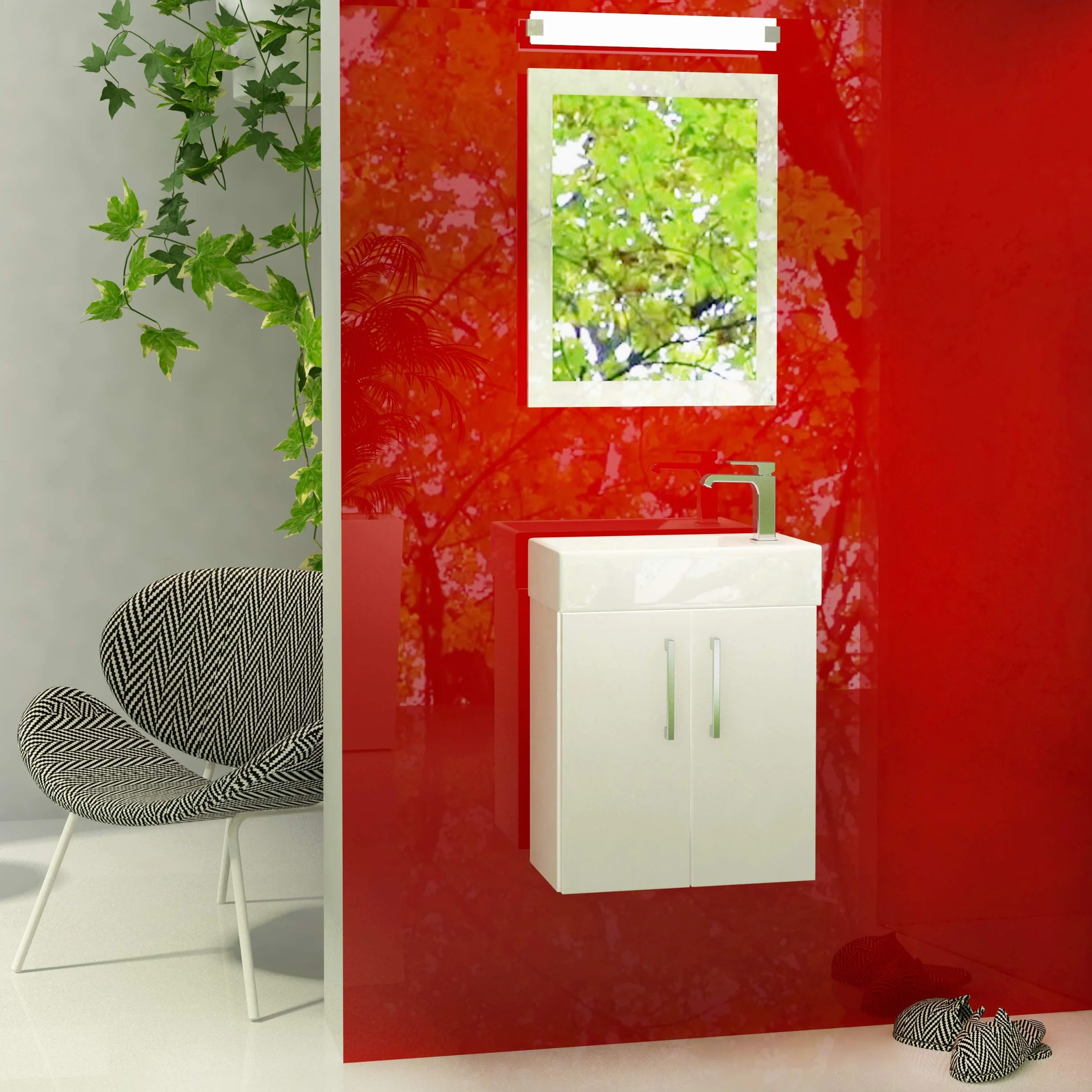 Mueble de Lavabo Blanco con Lavabo Cerámico 40 x 22 cm Izquierda/Derecha