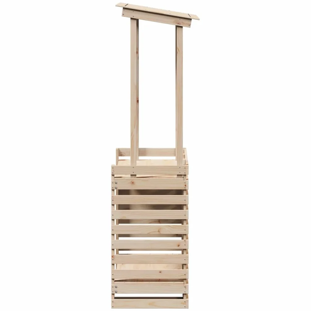 vidaXL Mesa de Bar de Jardín con Techo, Mesita de Barra de Pub, Estante de Almacenamiento, Mueble para Balcón Patio Terraza, Madera Maciza