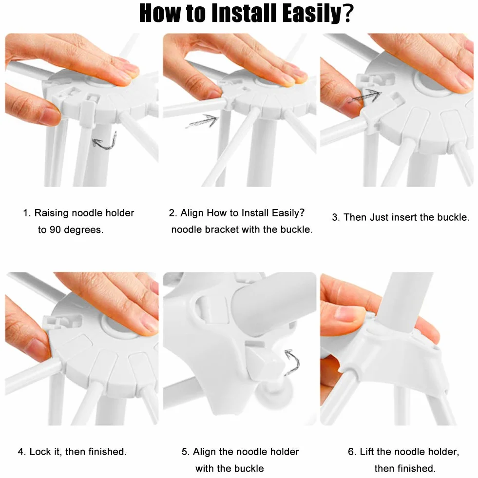 Soporte Plegable Secador de Pasta Fresca, Secador de Pasta Fresca Estante de Secado de Pasta Fideo Plegable con 10 Asas de Barra Fácil de almacenar, rápido de Instalar
