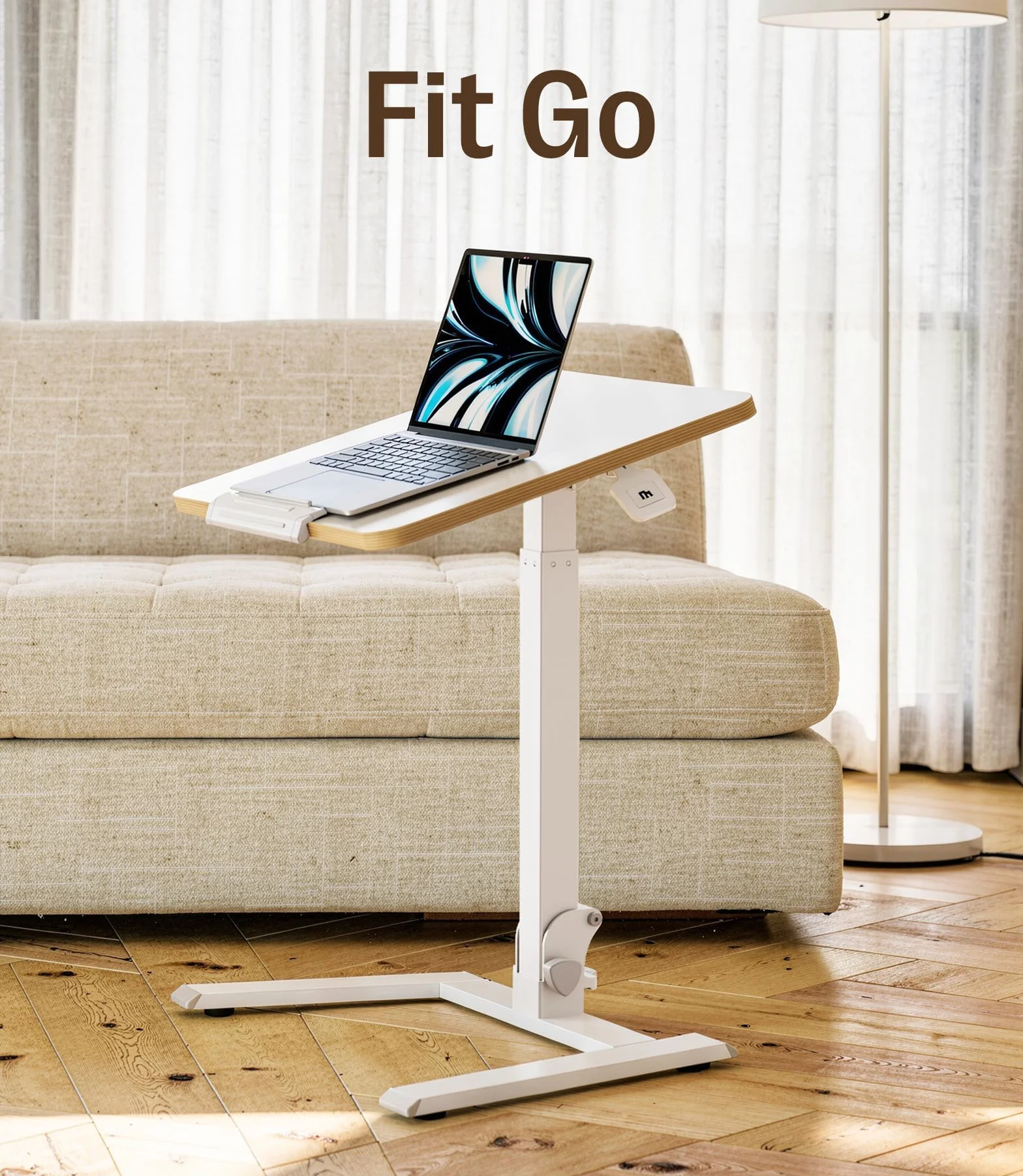 MAIDeSITe Fit Go Mesa Auxiliar con Ruedas, Mesa para Ordenador Portátil, Altura Regulable, Reversible, Plegable para Salón Dormitorio
