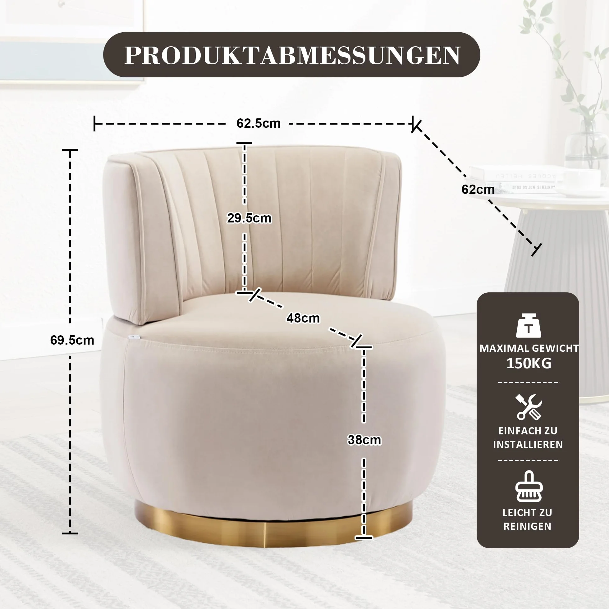 Silla giratoria moderna de 360 grados, silla giratoria redonda, acabado de terciopelo suave, respaldo cómodo, estructura estable, sillas de salón, sillas de barril, adecuadas para sala de estar