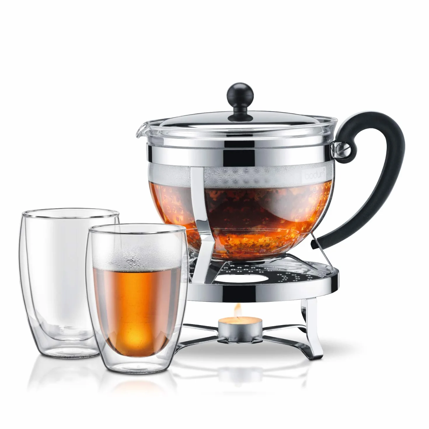 Bodum Chambord - Tetera, 1,3 l, Filtro y Tapa, Acero Inoxidable Brillante