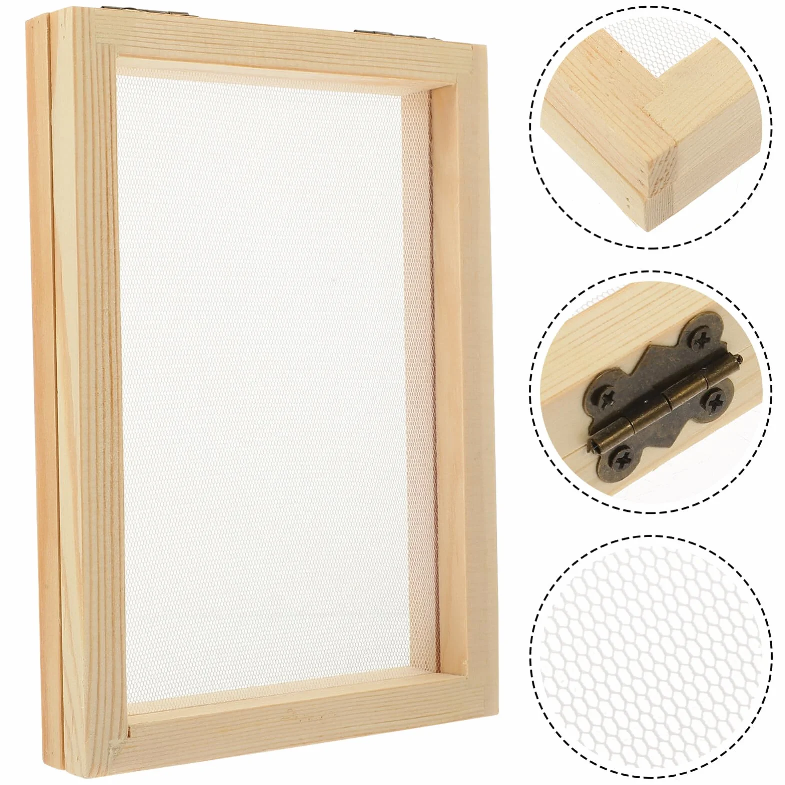 DEARMAMY Marco de Madera para Fabricación de Papel Reciclado 7.08x4.92 Pulgadas Kit de Manualidades con Malla Resistente