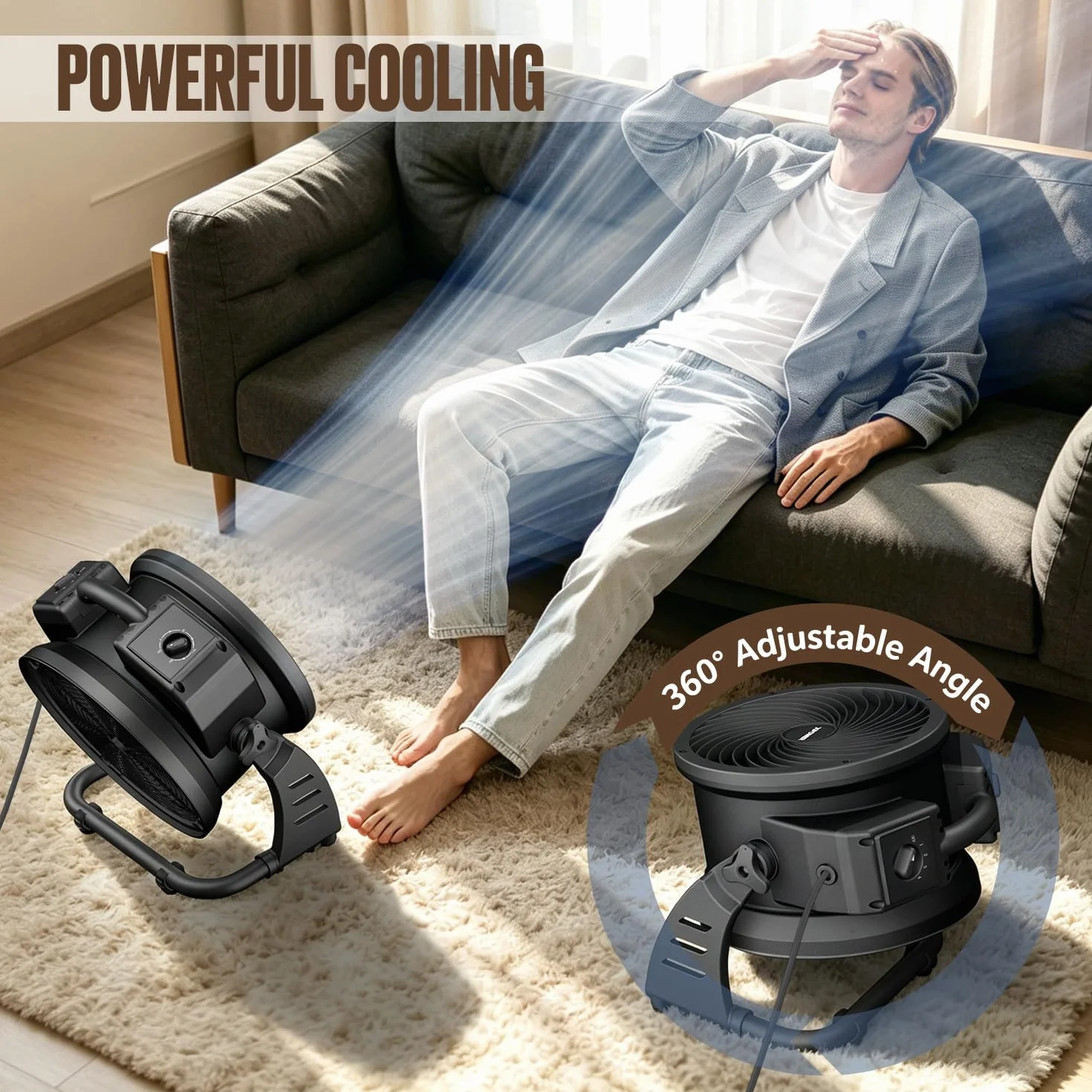 XPower FC-100 - Rodador de aire industrial de alta velocidad para toda la habitación, ventilador de suelo multiusos de velocidad variable