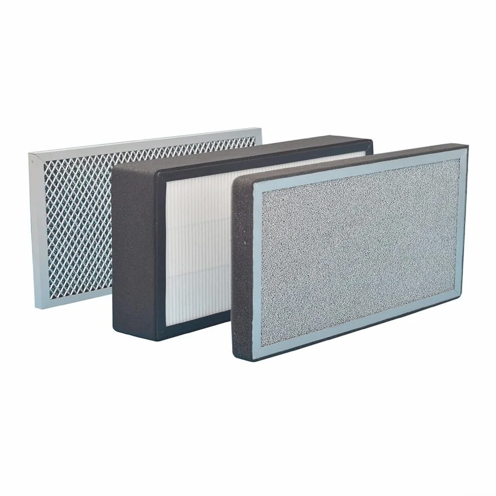 Caja de filtro de purificación de aire de 3 capas con prefiltro, carbón activado y para HEPA para sistemas de ventilación en línea, PM2.5 y gases nocivos, se adapta (150 mm)