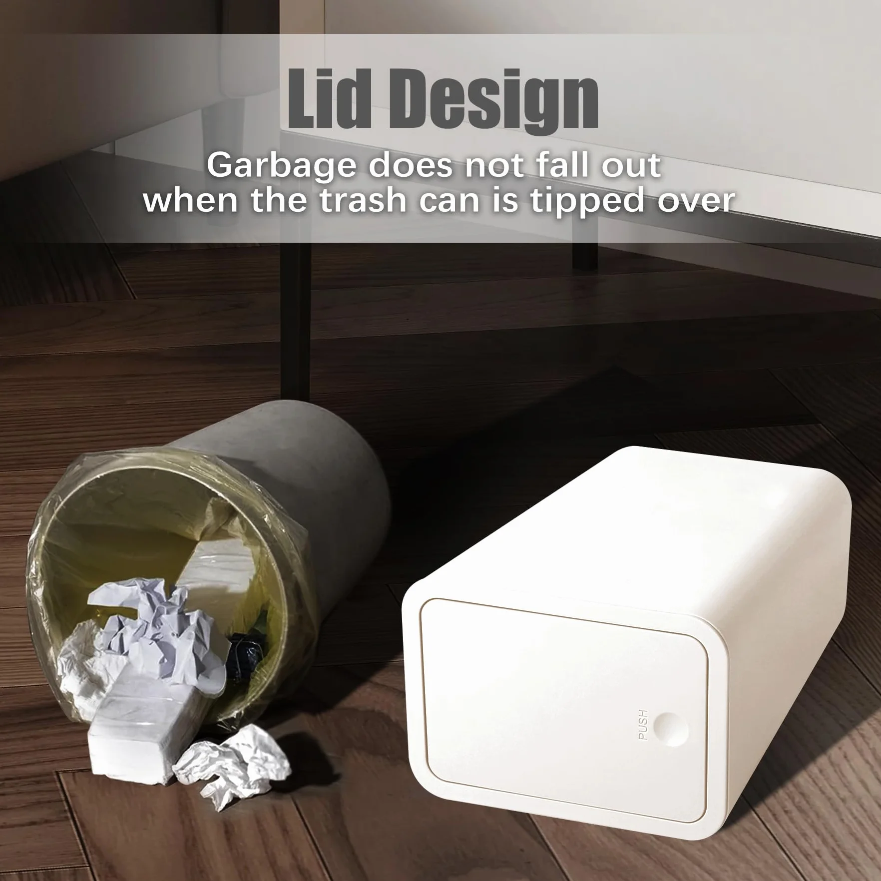 TIPGO Bote de Basura para Baño con Tapa, 10 Litros/2.6 Galones, Cubo de Basura Delgado con Tapa Desplegable Blanco
