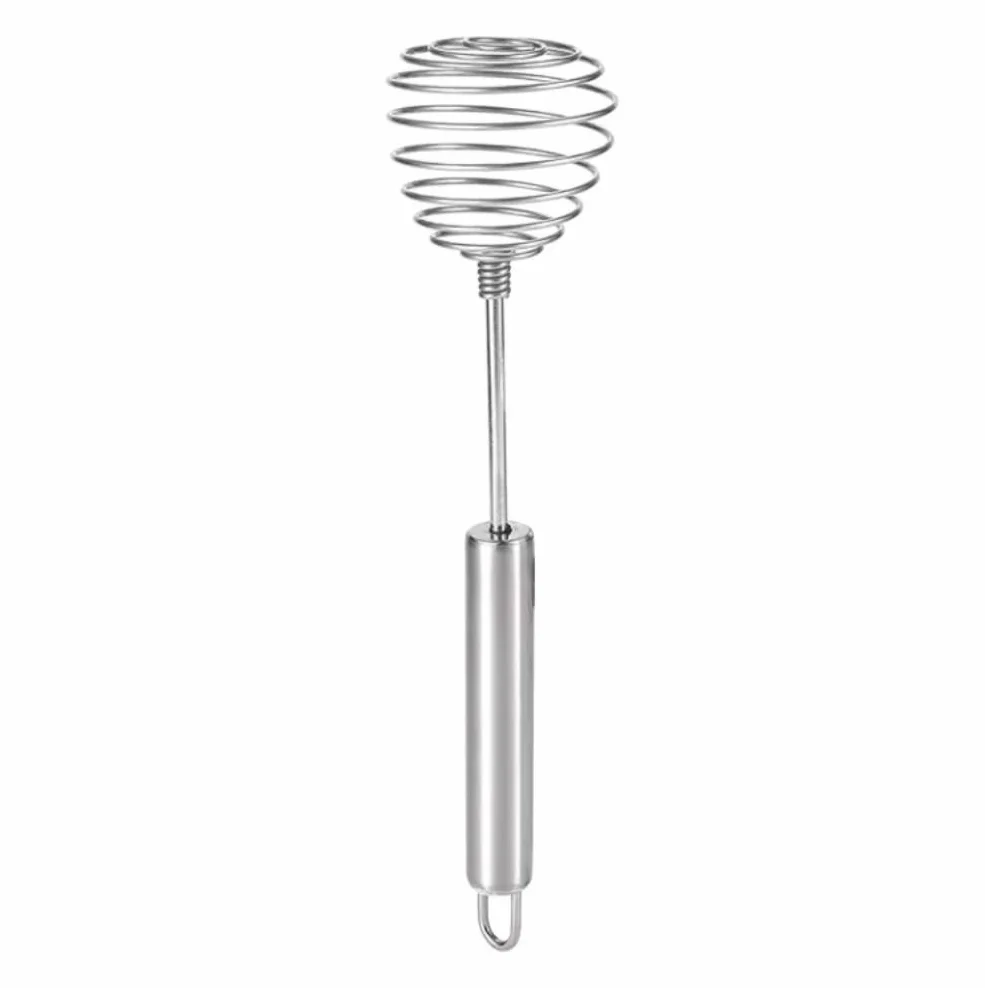Batidor Huevos Batidor De Huevos Manual Acero Inoxidable, En Espiral con Resorte, Suministros Cocina, Bolas Utensilios Cocina