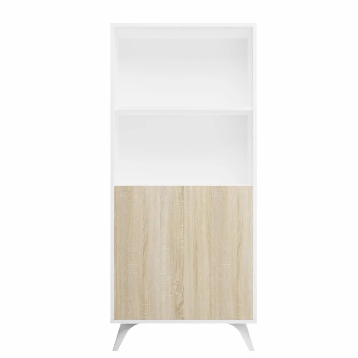 amuéblate Online - Mueble Bar para Salón o Comedor, Modelo Lotus, Práctico y Funcional, Color Blanco-Roble, Fácil de Montar, Medidas: 60 cm (Ancho) x 135 cm (Alto) x 39,6 cm (Fondo)