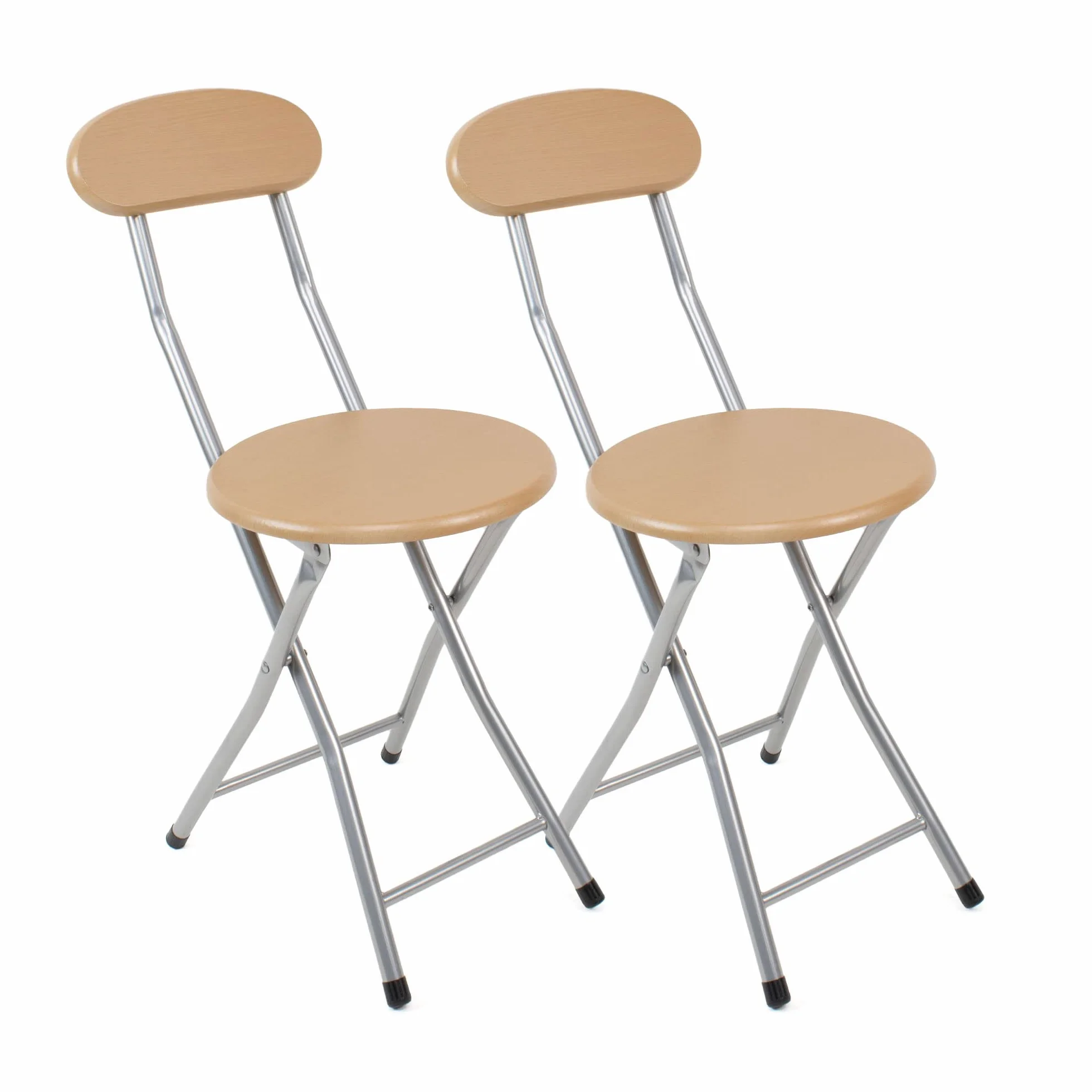 thesecrethome.es - Set de 6 Sillas Plegables de Cocina - Asiento Plegable de Metal y Madera - Silla Apta para Interior y Exterior - Alto. 74 cm x Diámetro. Ø30 cm