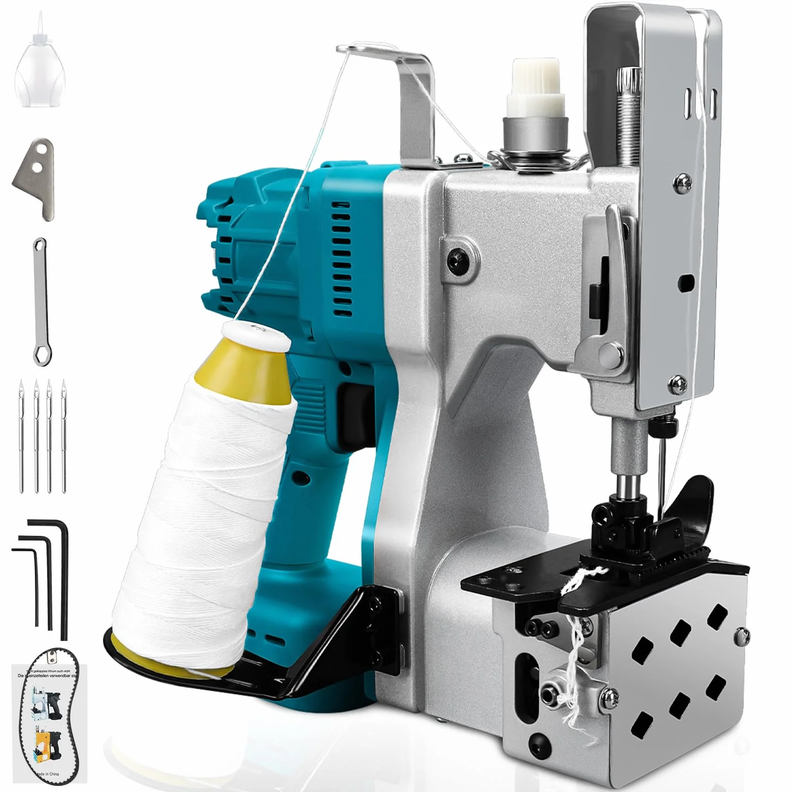 Makita 18 V batería, máquina de coser de bolsillo máquina de coser eléctrica para telas, papel, arena, yute y grano