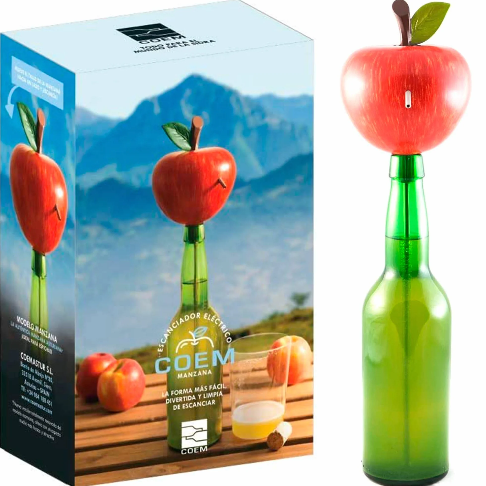 Escanciador de Sidra Electrico - Regalos Originales para Hombre - Echador de Sidra con bateria para Disfrutar un Culín de Sidra Fresco y Burbujeante - Dosificador Sidra (Manzana)