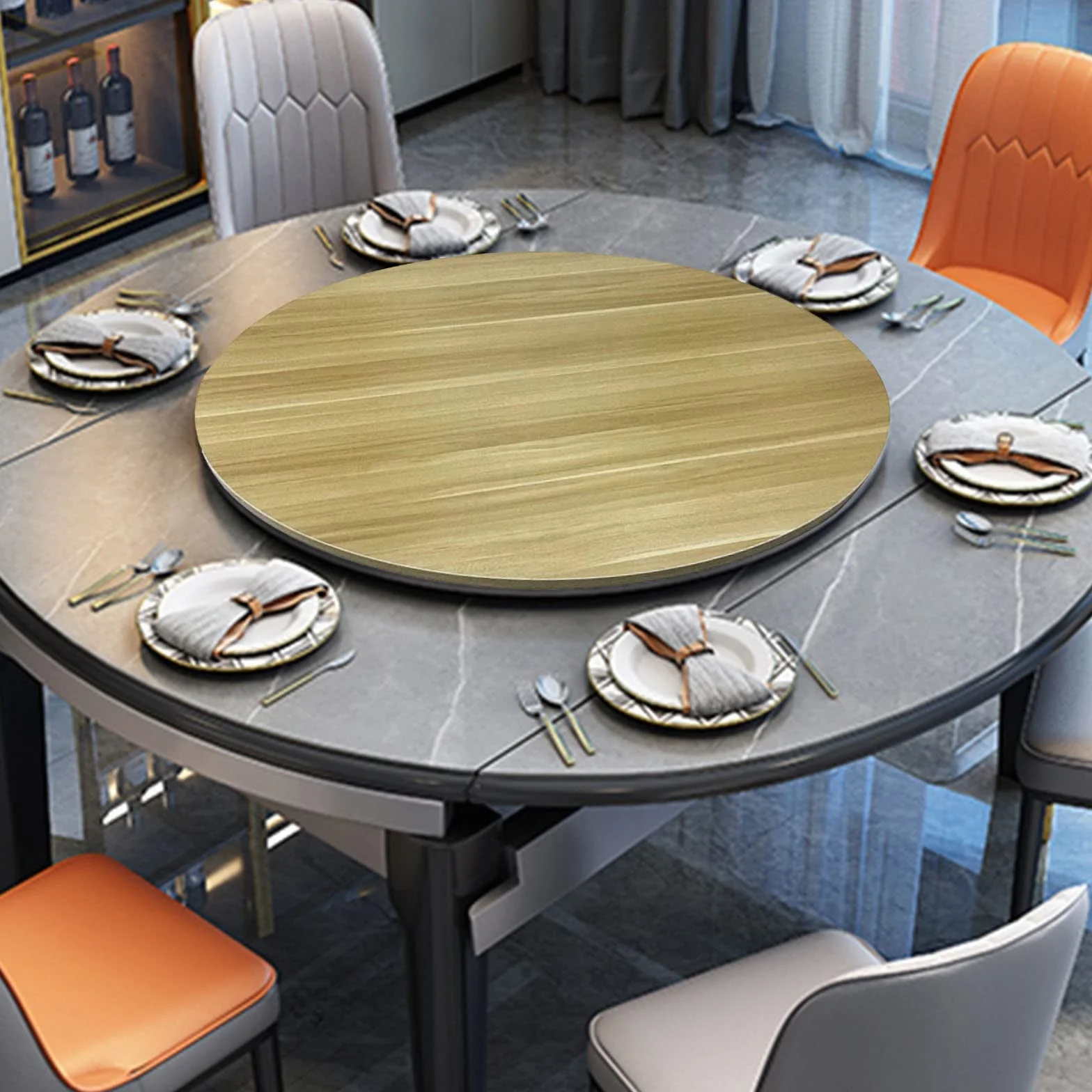 Bandeja giratoria de madera para mesa de comedor, centro de mesa redondo, vajilla perezosa, mesa giratoria, perfecta para fiestas y eventos