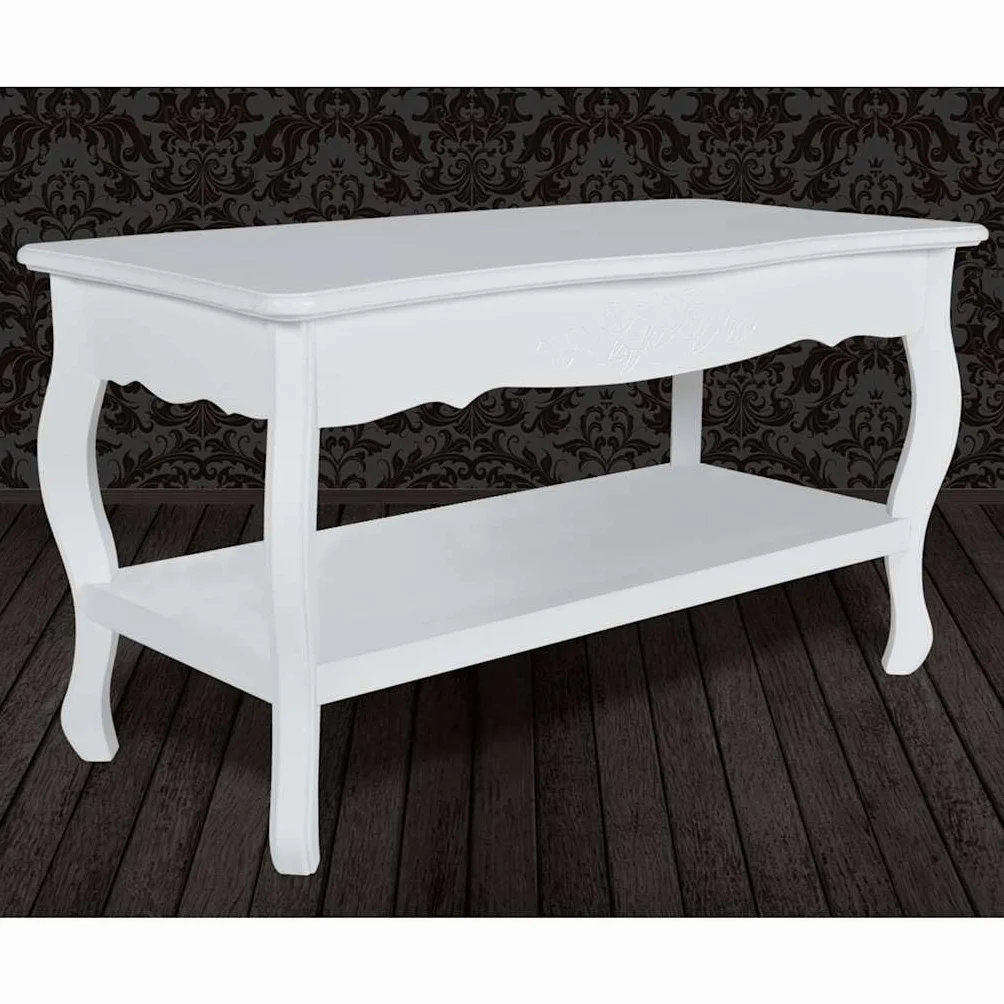 Genérico Mesa de Centro de 2 Niveles de MDF Blanca,Mobiliario,Mesas,Mesas Decorativas,Mesas de Centro,60629
