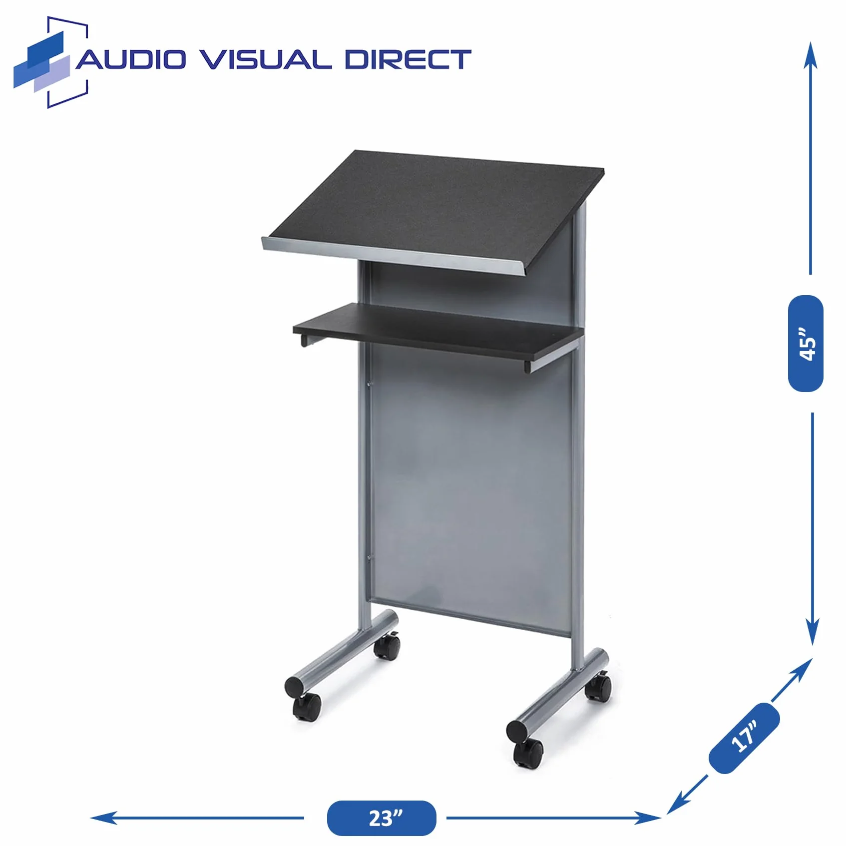 Audio-Visual Direct Atril con Ruedas y Estante de Almacenamiento