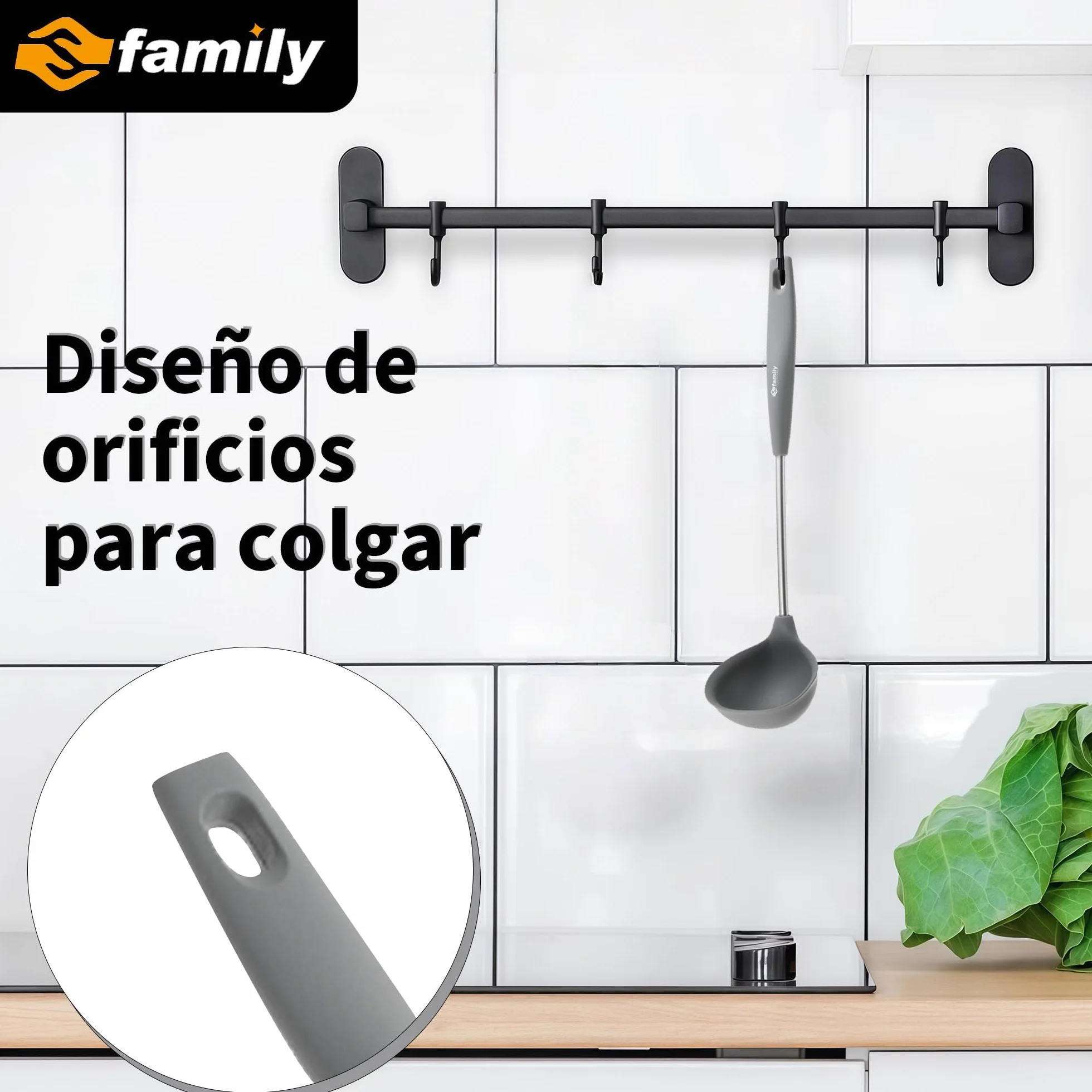 Espumadera de Silicona para Cocina 37.5x11cm, Mango Ergonómico de Acero Inoxidable, Resistente al Calor y Antiadherente