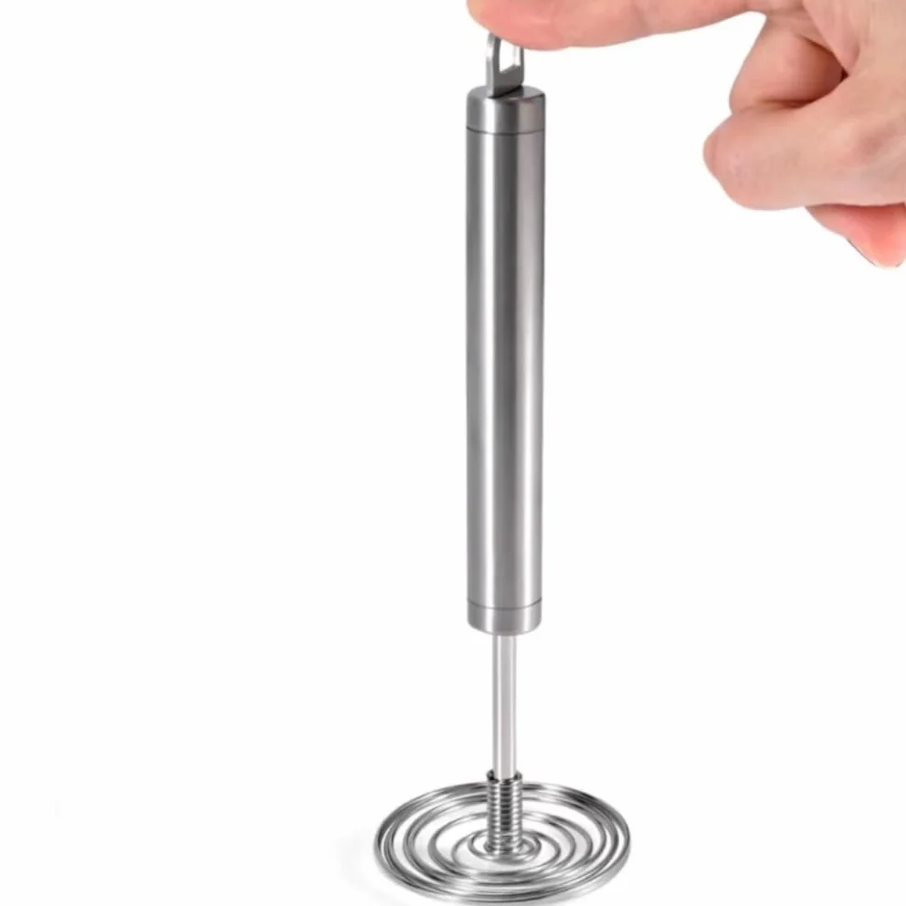 Batidor Huevos Batidor De Huevos Manual Acero Inoxidable, En Espiral con Resorte, Suministros Cocina, Bolas Utensilios Cocina