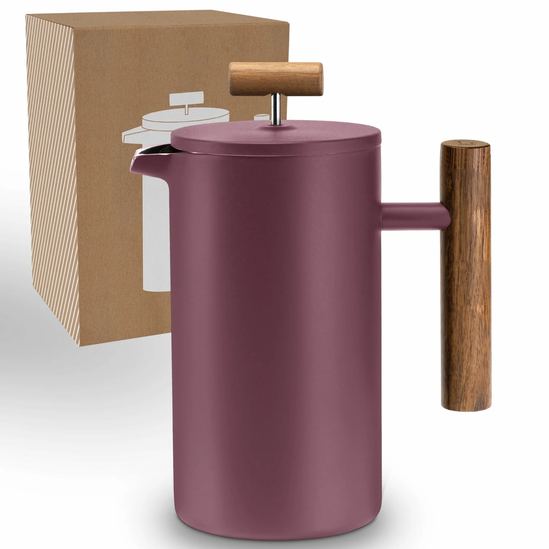 LAMBDA COFFEE Caldera - Prensa térmica francesa (acero inoxidable, 600 ml, 3 tazas, 3 tazas, 3 tamaños disponibles, doble capa: mantiene el calor durante mucho tiempo), color verde